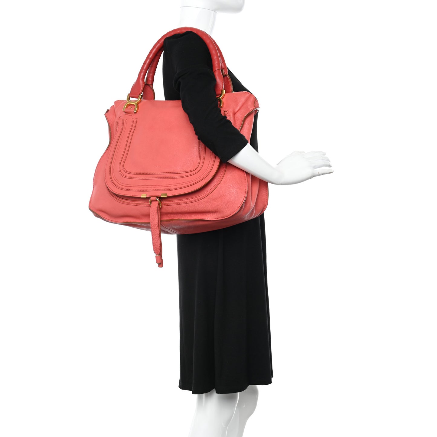 Calfskin Large Marcie Satchel Paradise Pink