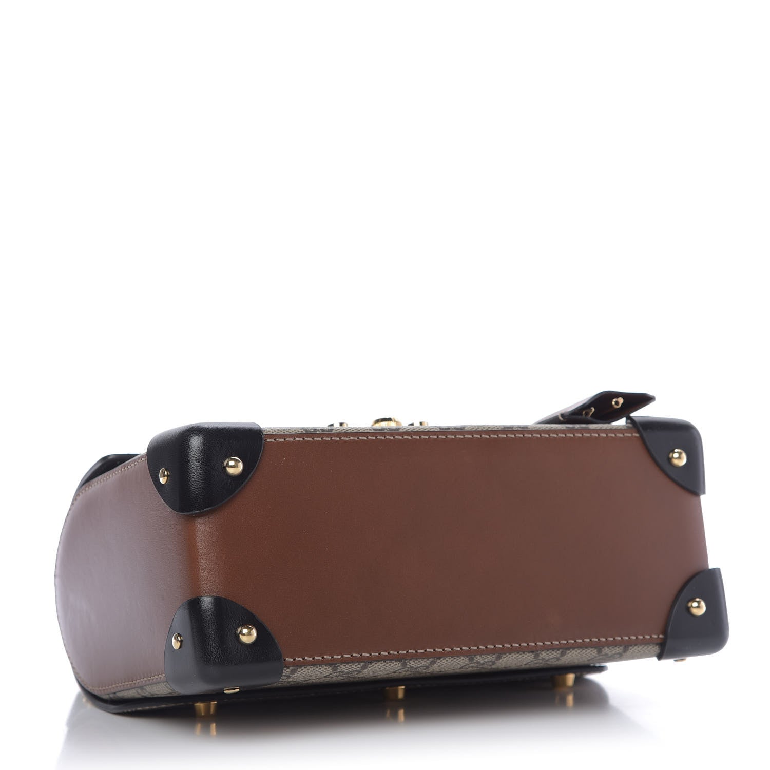 Gucci GG Supreme Monogram Small Padlock Bamboo Shoulder Bag Beige Black Cuir 4 of 9