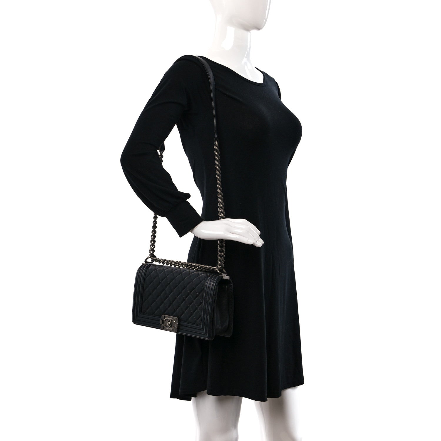 Chanel Caviar Quilted Medium Boy Flap Black 2 of 12