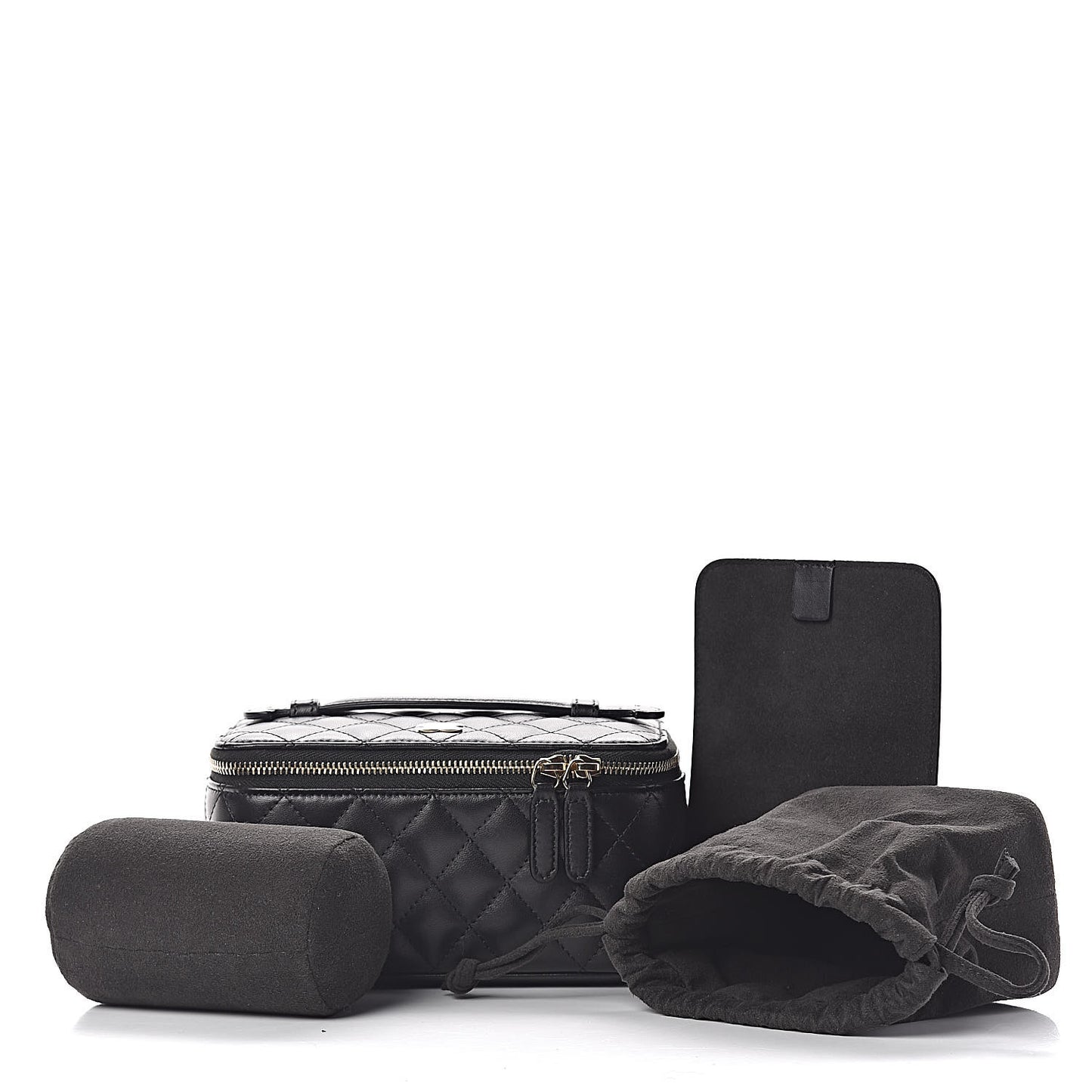 Lambskin Quilted Jewelry Case Black