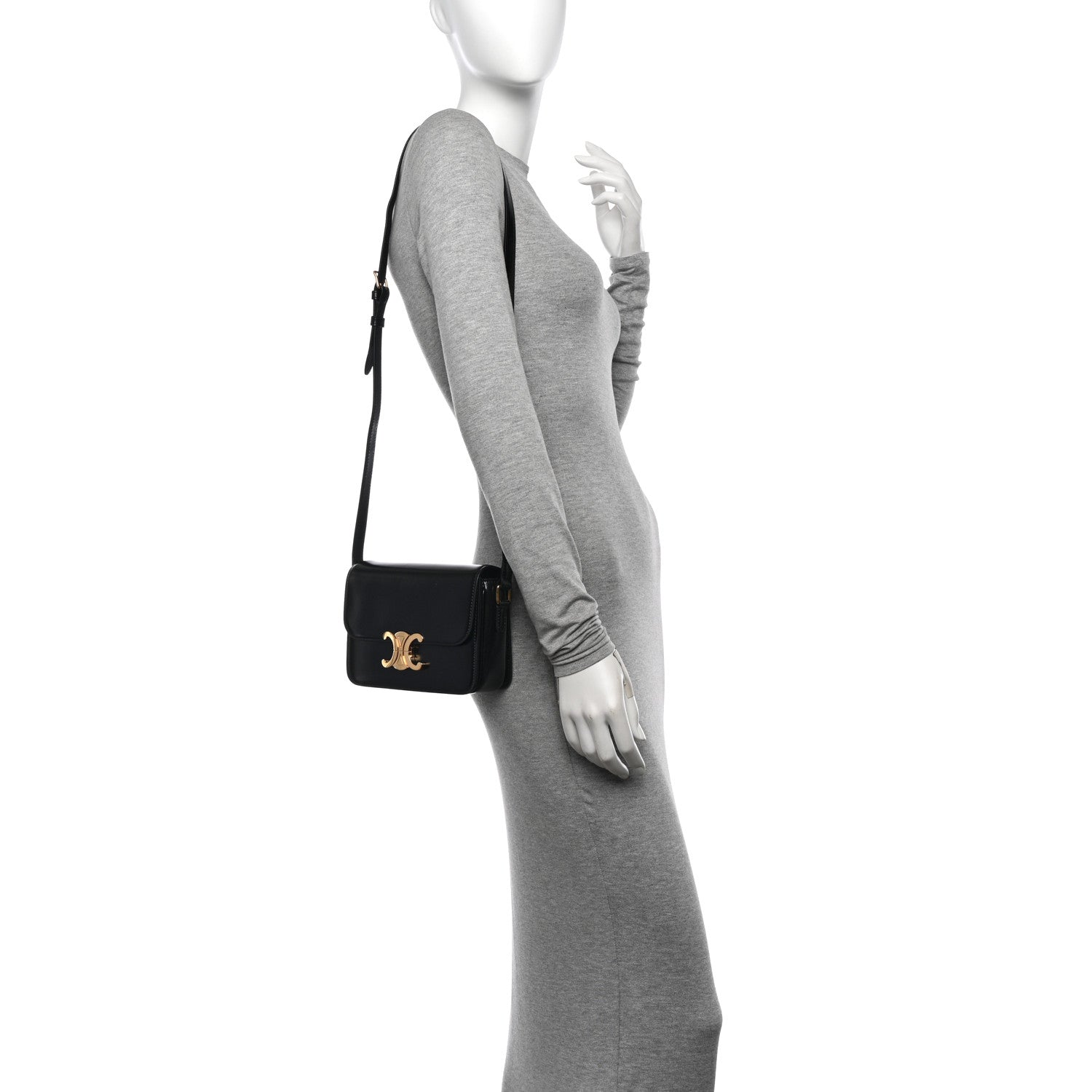 Celine Shiny Calfskin Teen Triomphe Black 2 of 10