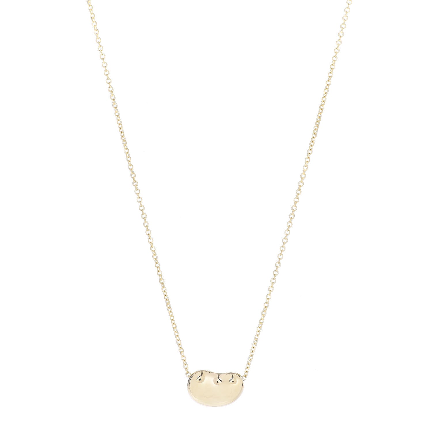 Tiffany 18K Yellow Gold 12mm Elsa Peretti Bean Pendant Necklace 1 of 5