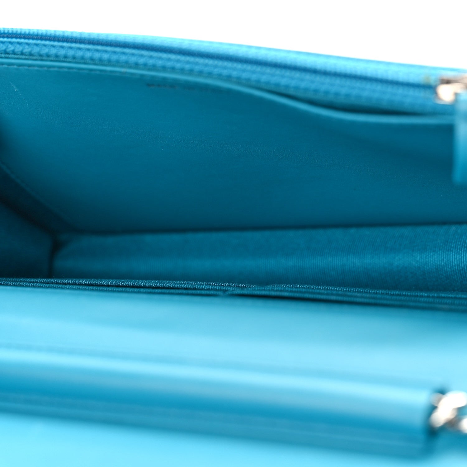 Chanel Patent Quilted Wallet On Chain WOC Turquoise Blue 5 of 10