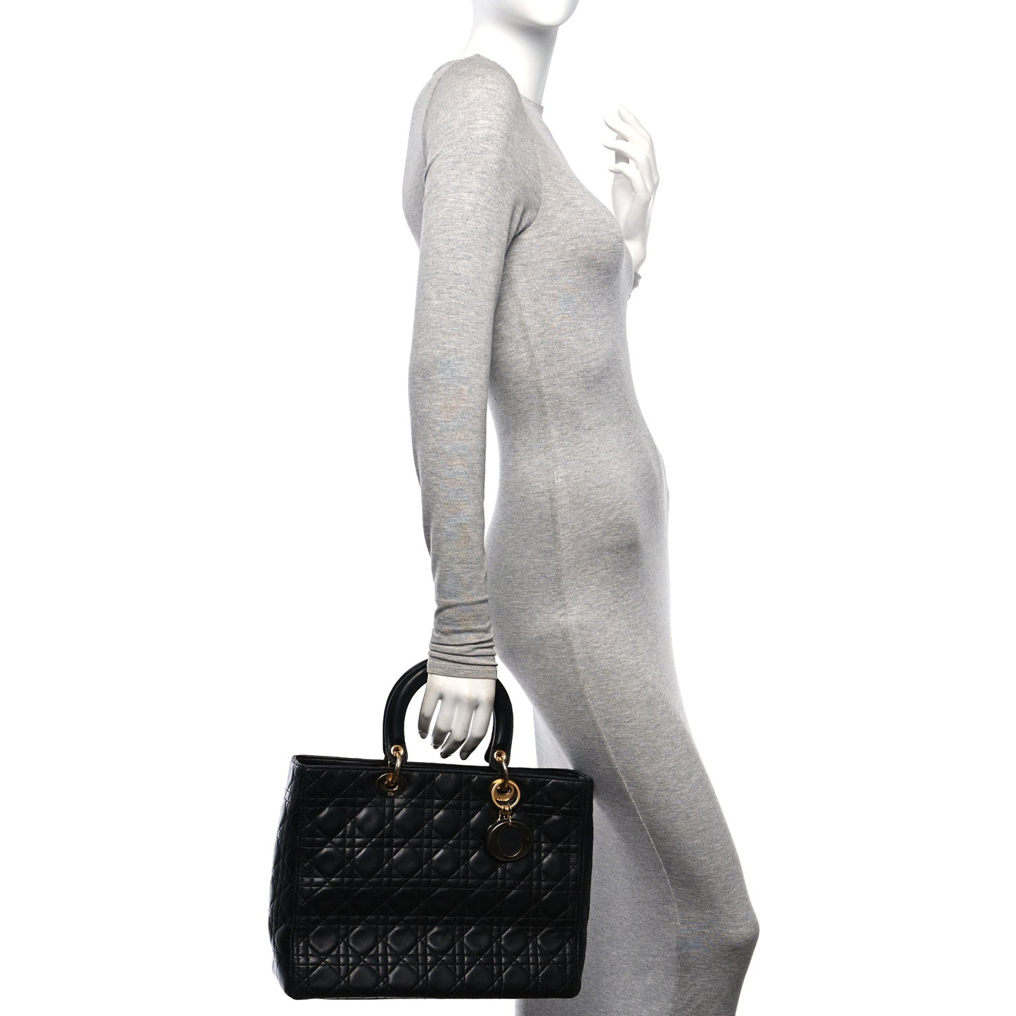 Lambskin Cannage Large Lady Dior Black