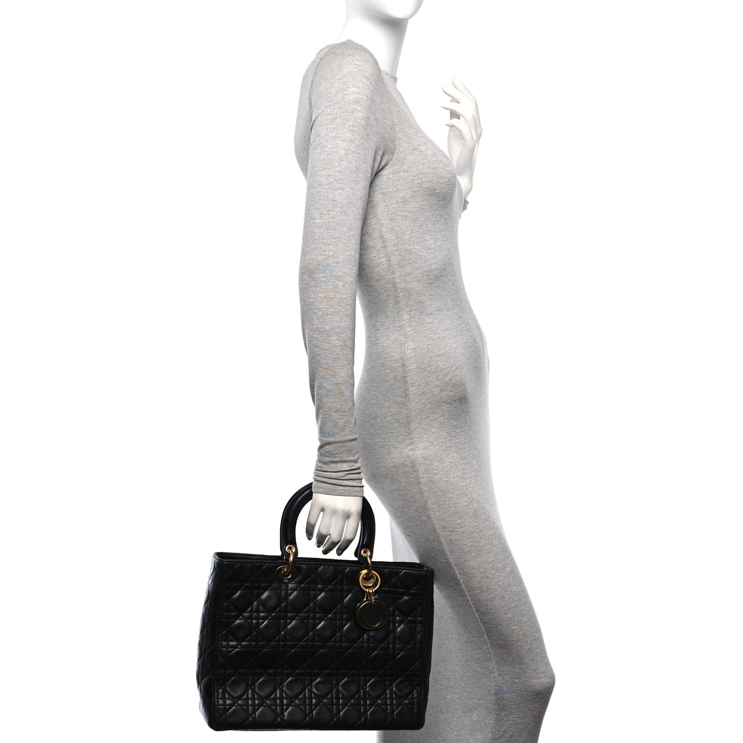 Christian Dior Lambskin Cannage Large Lady Dior Black 2 of 18