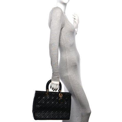 Christian Dior Lambskin Cannage Large Lady Dior Black 2 of 18