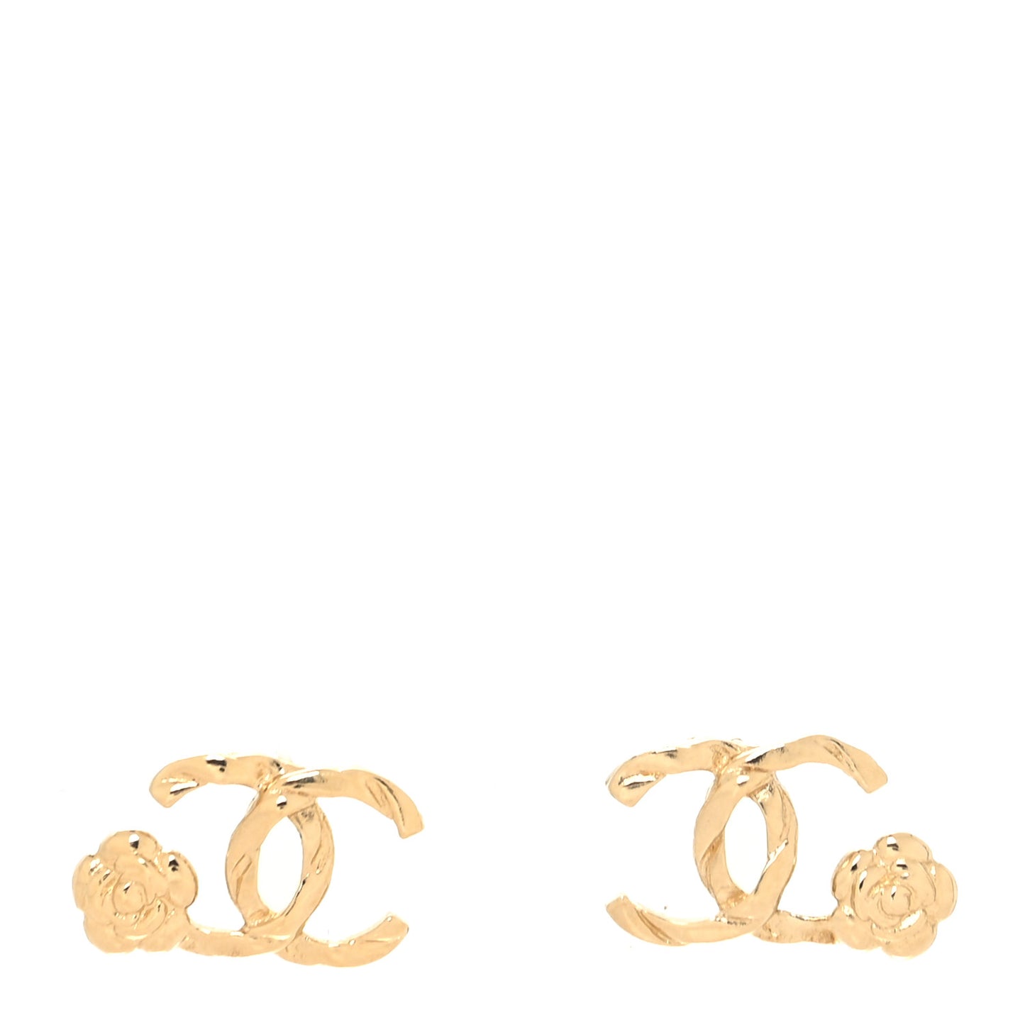 Metal Camellia CC Earrings Gold