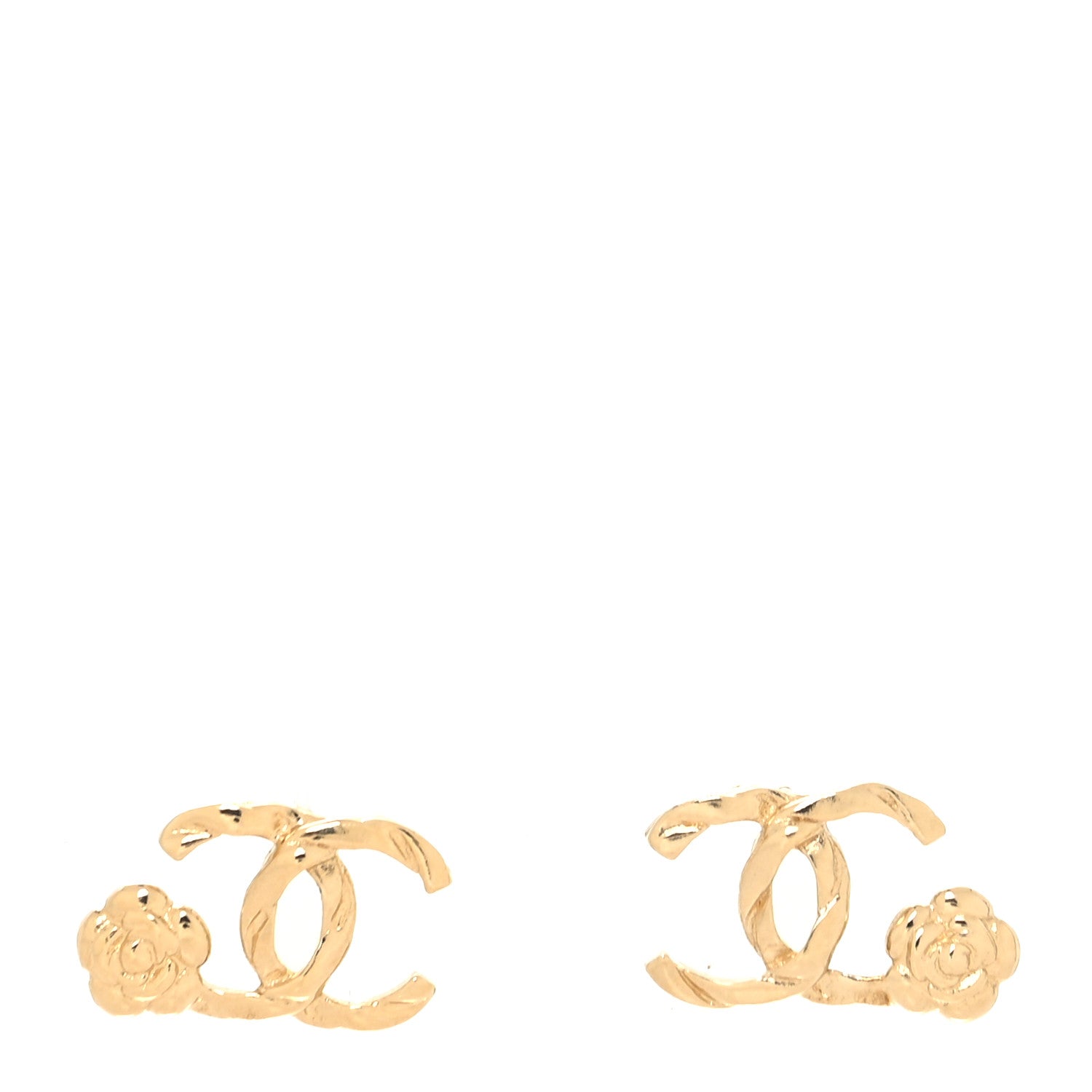 Chanel Metal Camellia CC Earrings Gold 1 of 4