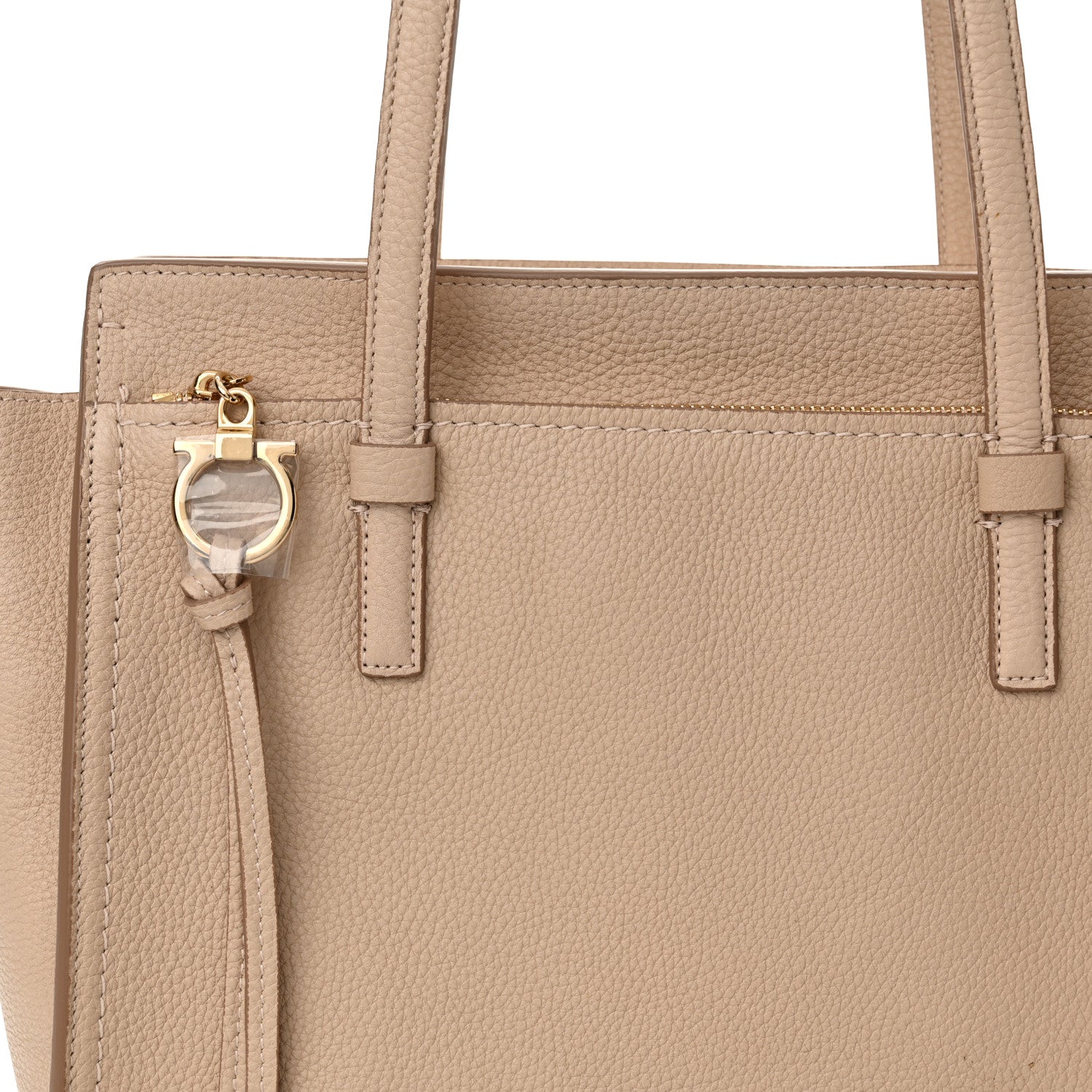 Salvatore Ferragamo Calfskin Double Handle Medium Amy New Bisque 8 of 14