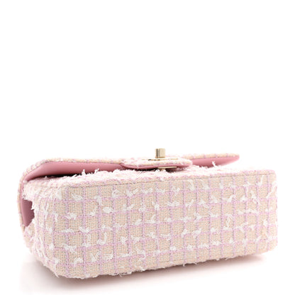 Chanel Tweed Quilted Mini Top Handle Rectangular Flap Light Pink 4 of 10