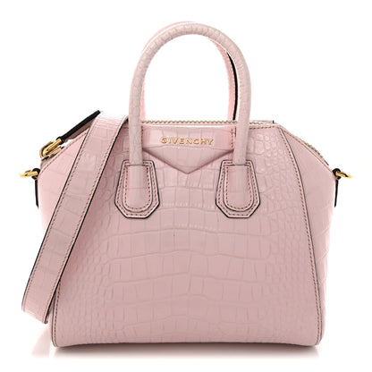 Givenchy Calfskin Crocodile Embossed Mini Antigona Pink 1 of 10
