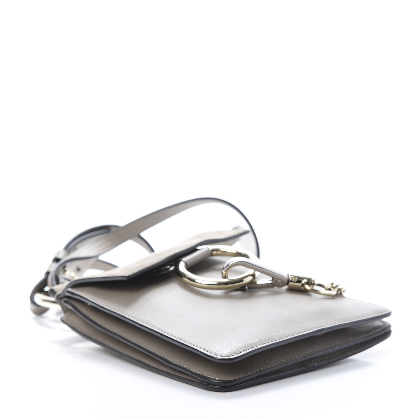 Suede Calfskin Mini Faye Bracelet Bag Motty Grey