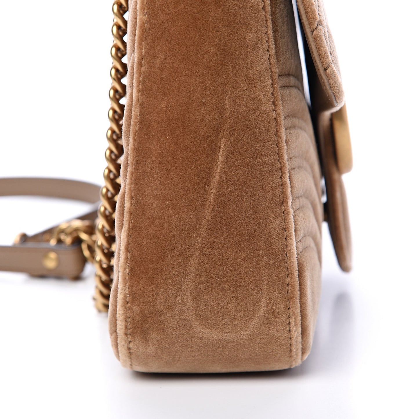 Velvet Matelasse Medium GG Marmont Shoulder Bag Taupe