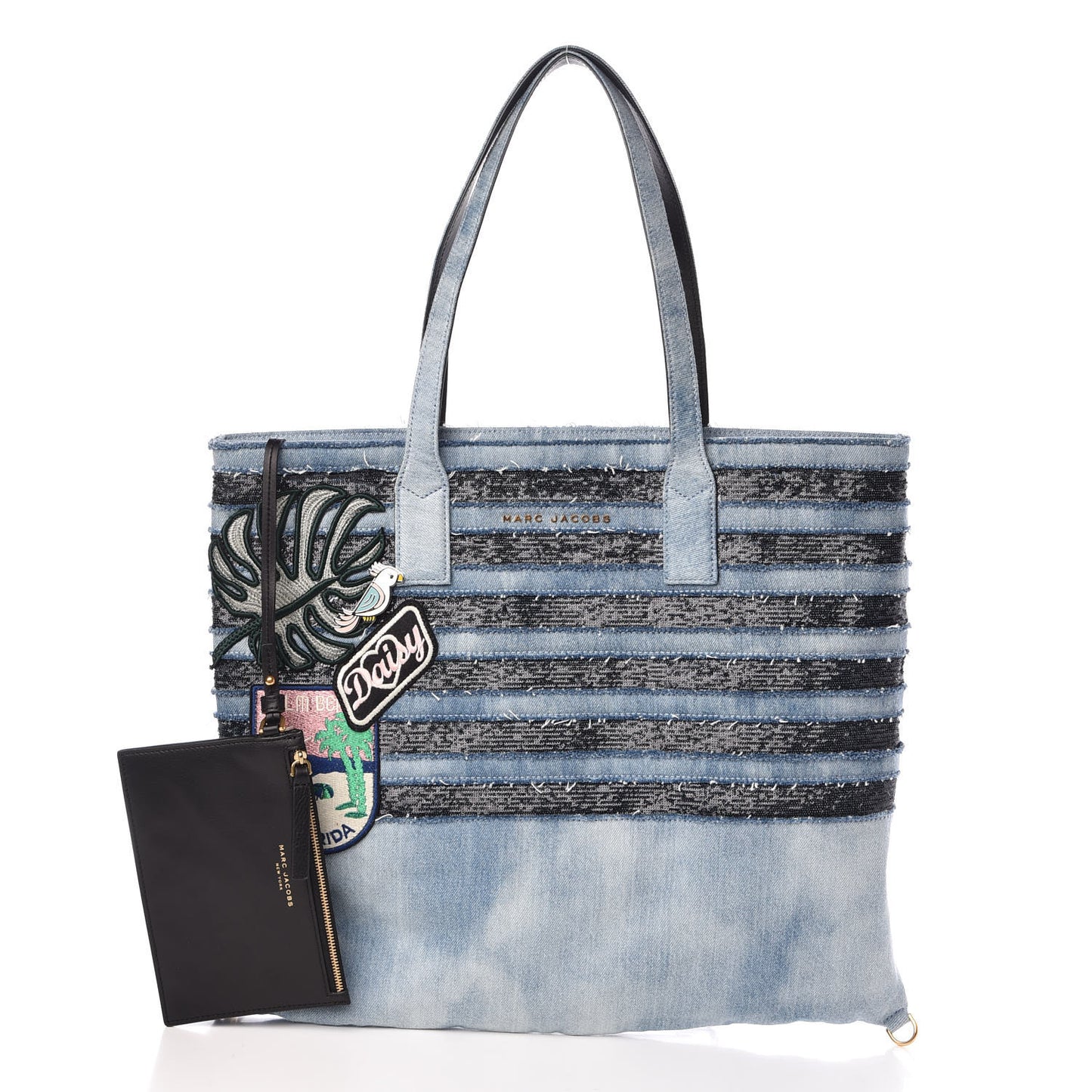 Denim Striped Wingman Tote Blue