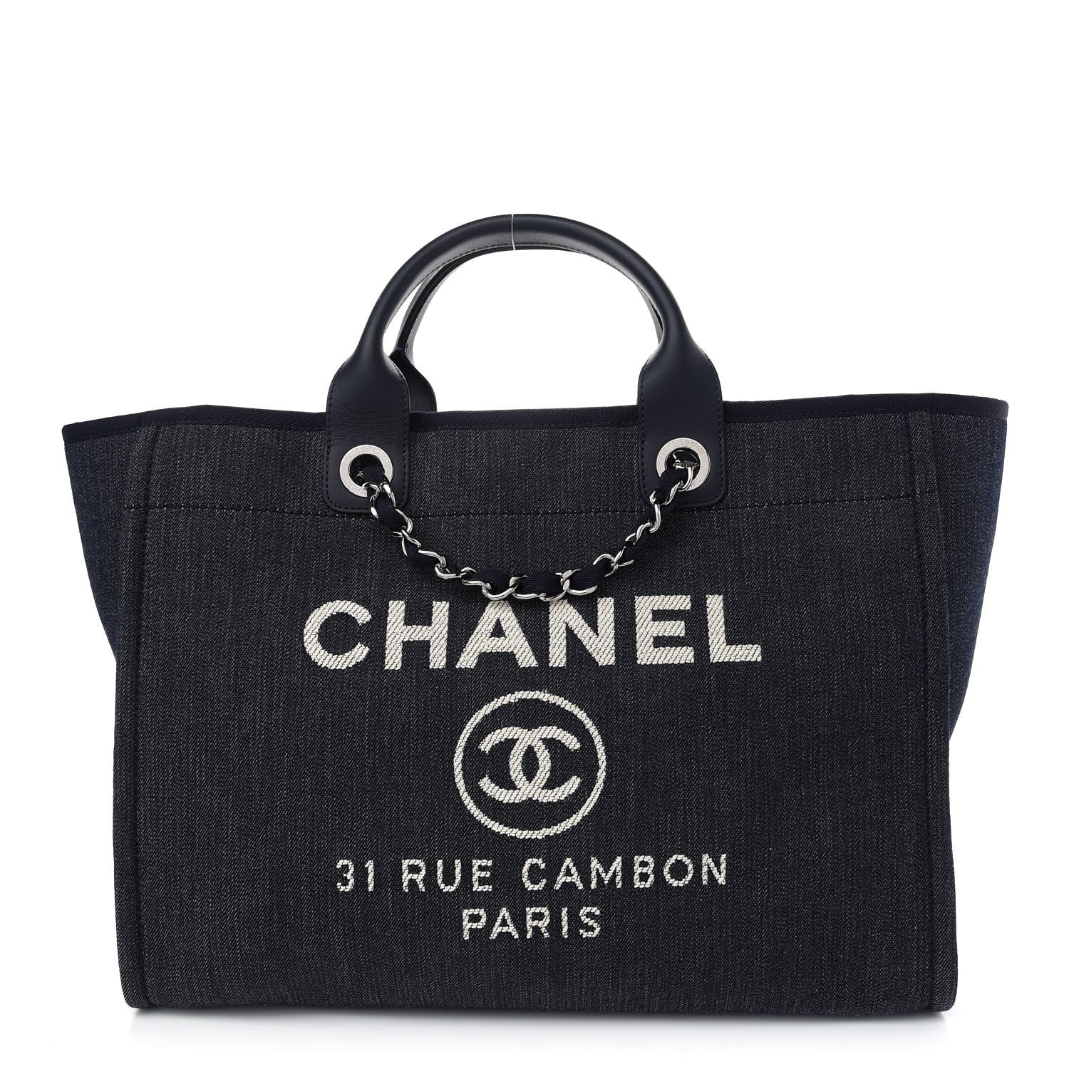 Chanel Denim Medium Deauville Tote Dark Blue 1 of 9