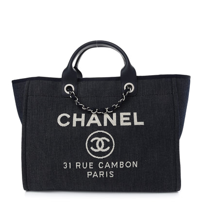 Chanel Denim Medium Deauville Tote Dark Blue 1 of 9