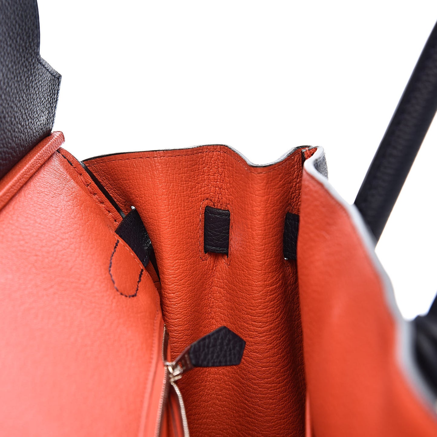 Togo Birkin Verso 30 Bleu Nuit Orange Poppy