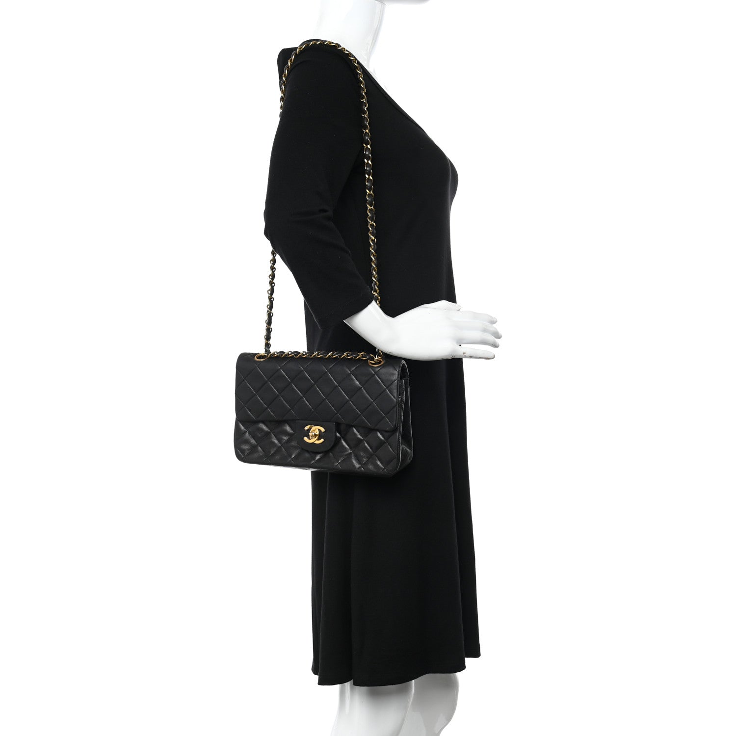 Chanel Lambskin Quilted Small Double Flap Black 2 of 13