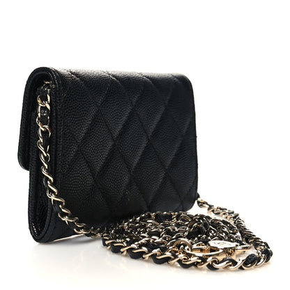 Chanel Caviar Quilted Flap Card Holder On Chain Black 2 of 9