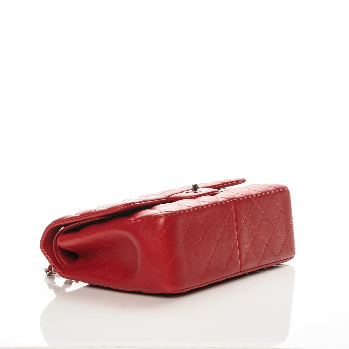 Lambskin Quilted Jumbo Double Flap Red