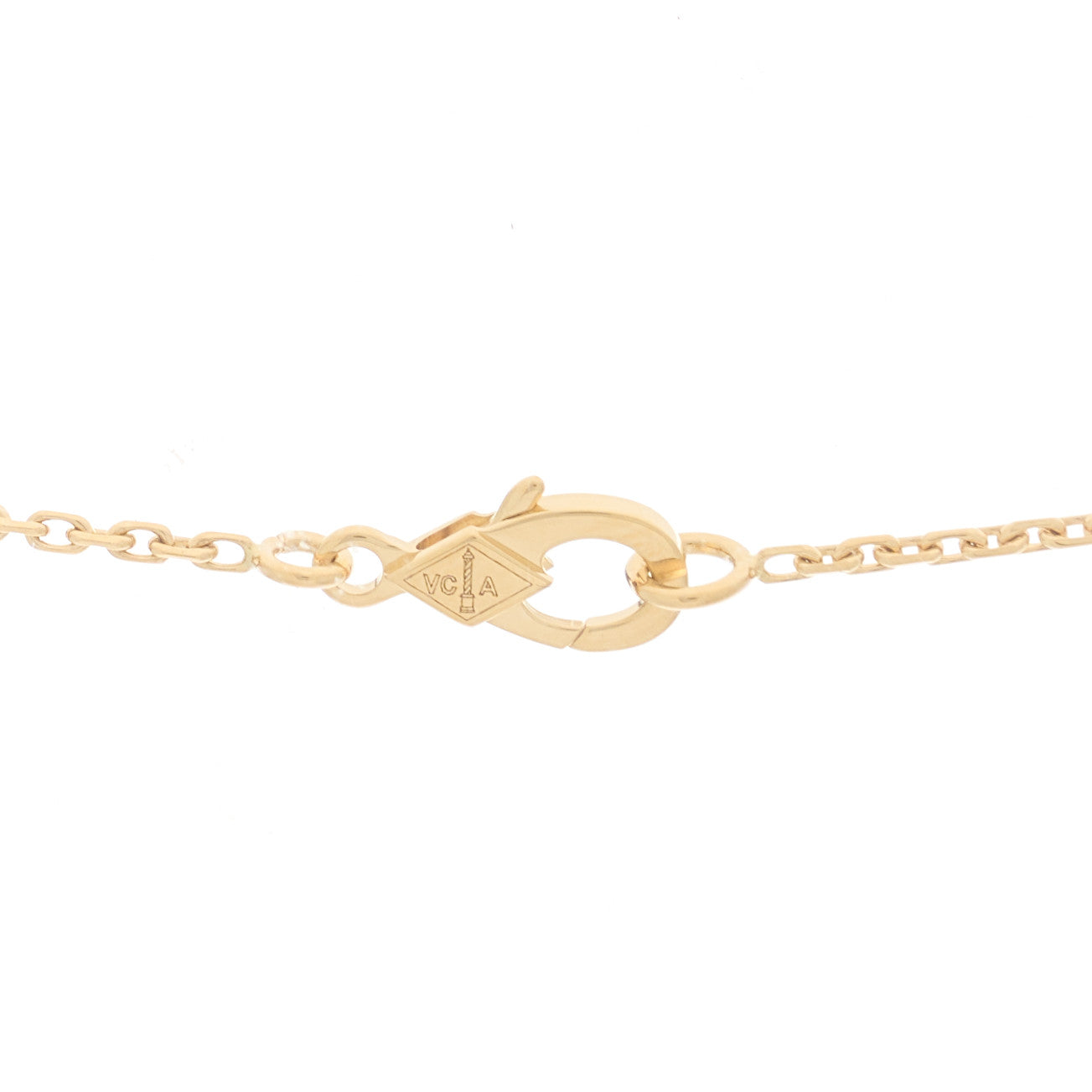 18K Yellow Gold Diamond Yellow Mother of Pearl Vintage Alhambra Pendant Necklace