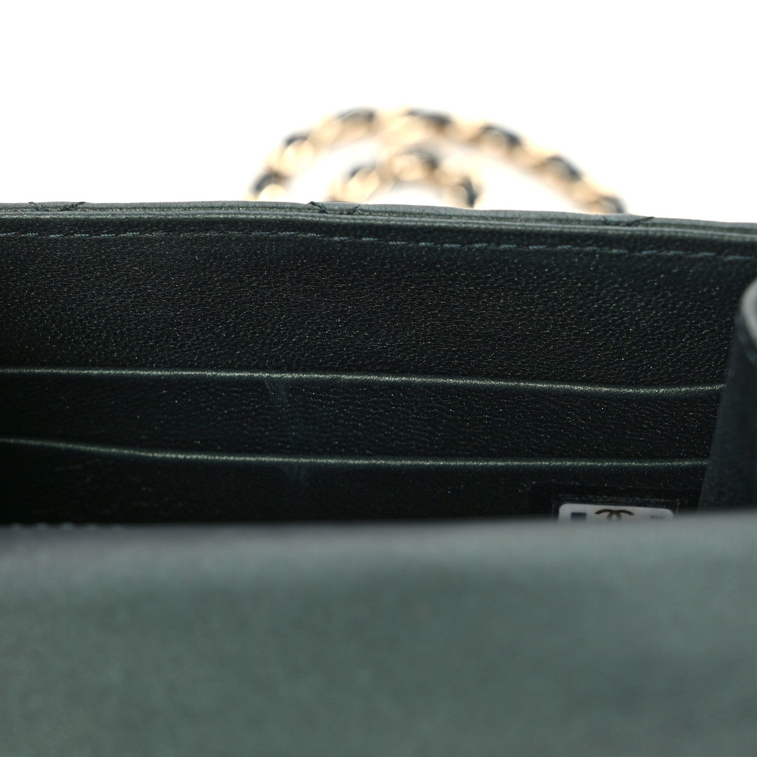 Chanel Iridescent Lambskin Quilted Top Handle Flap Clutch With Chain Dark Green 12 of 15