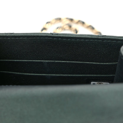 Chanel Iridescent Lambskin Quilted Top Handle Flap Clutch With Chain Dark Green 12 of 15