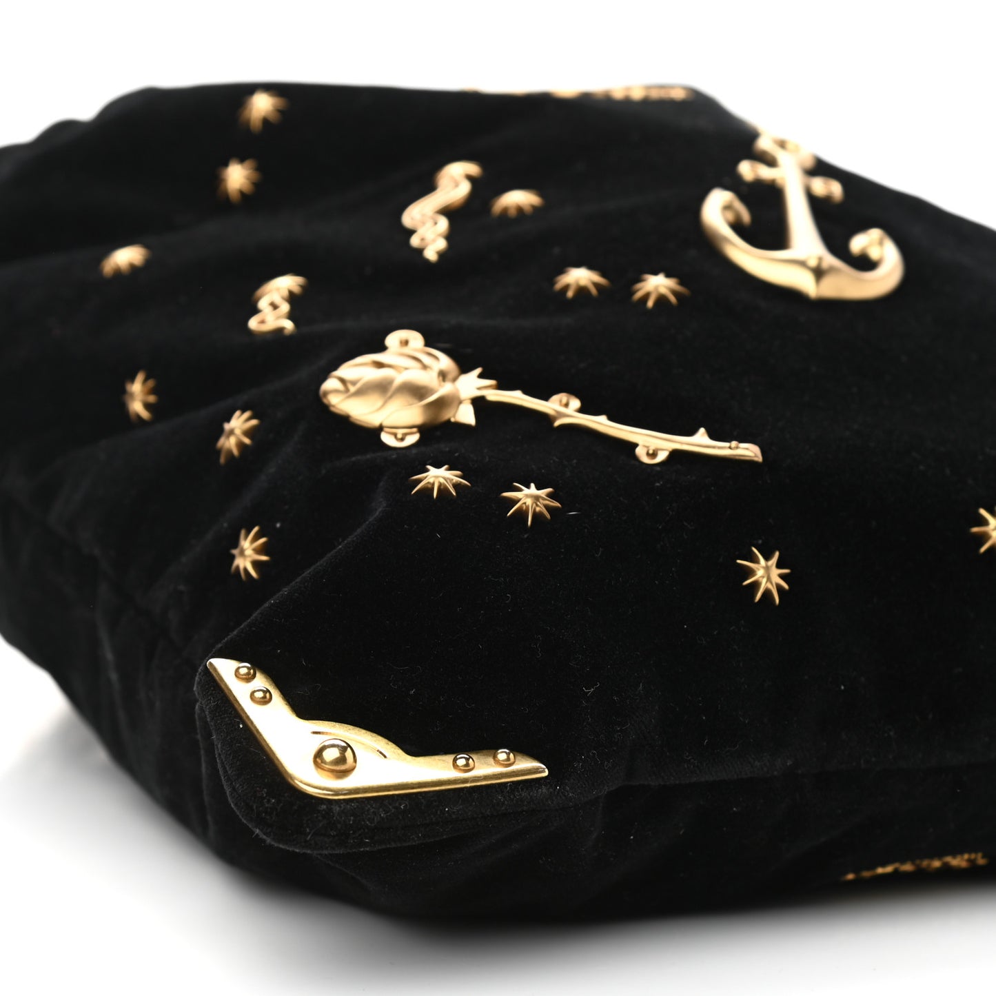 Velvet Astrology Large Drawstring Hobo Bag Black