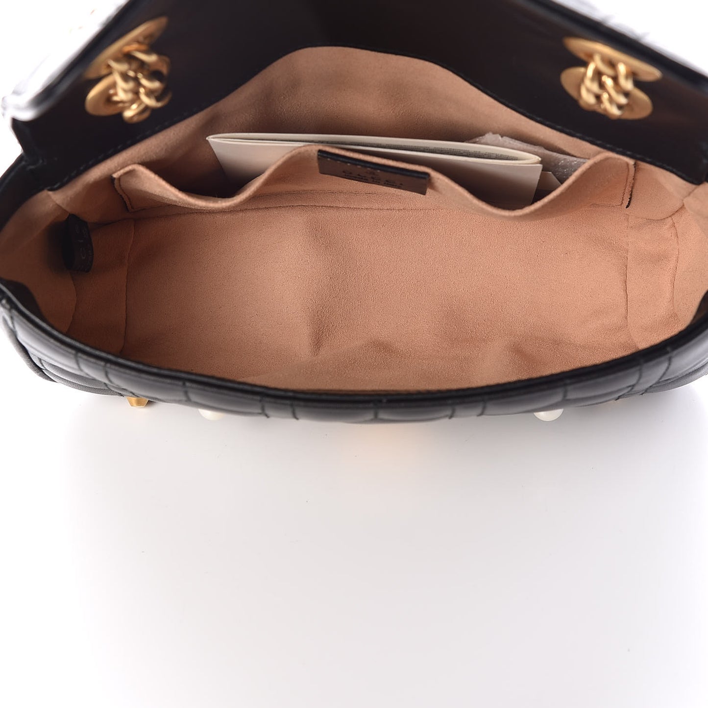 Calfskin Matelasse Studded Mini Pearly GG Marmont Shoulder Bag Black