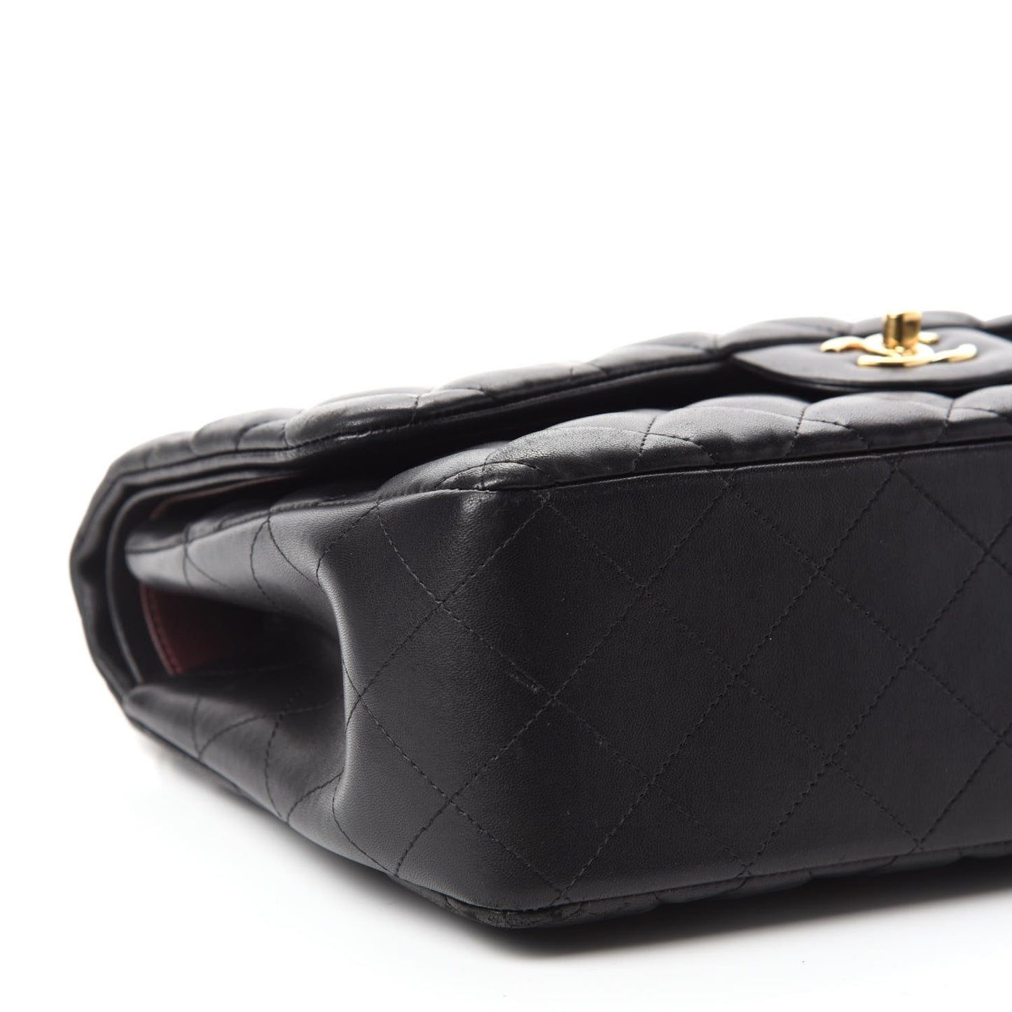 Lambskin Quilted Jumbo Double Flap Black