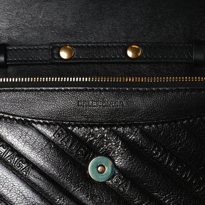 Balenciaga Shiny Goatskin Logo Embossed BB Wallet On Chain Black 6 of 12