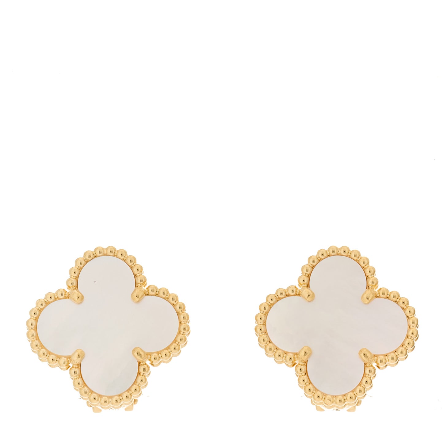 18K Yellow Gold Mother of Pearl Vintage Alhambra Earrings