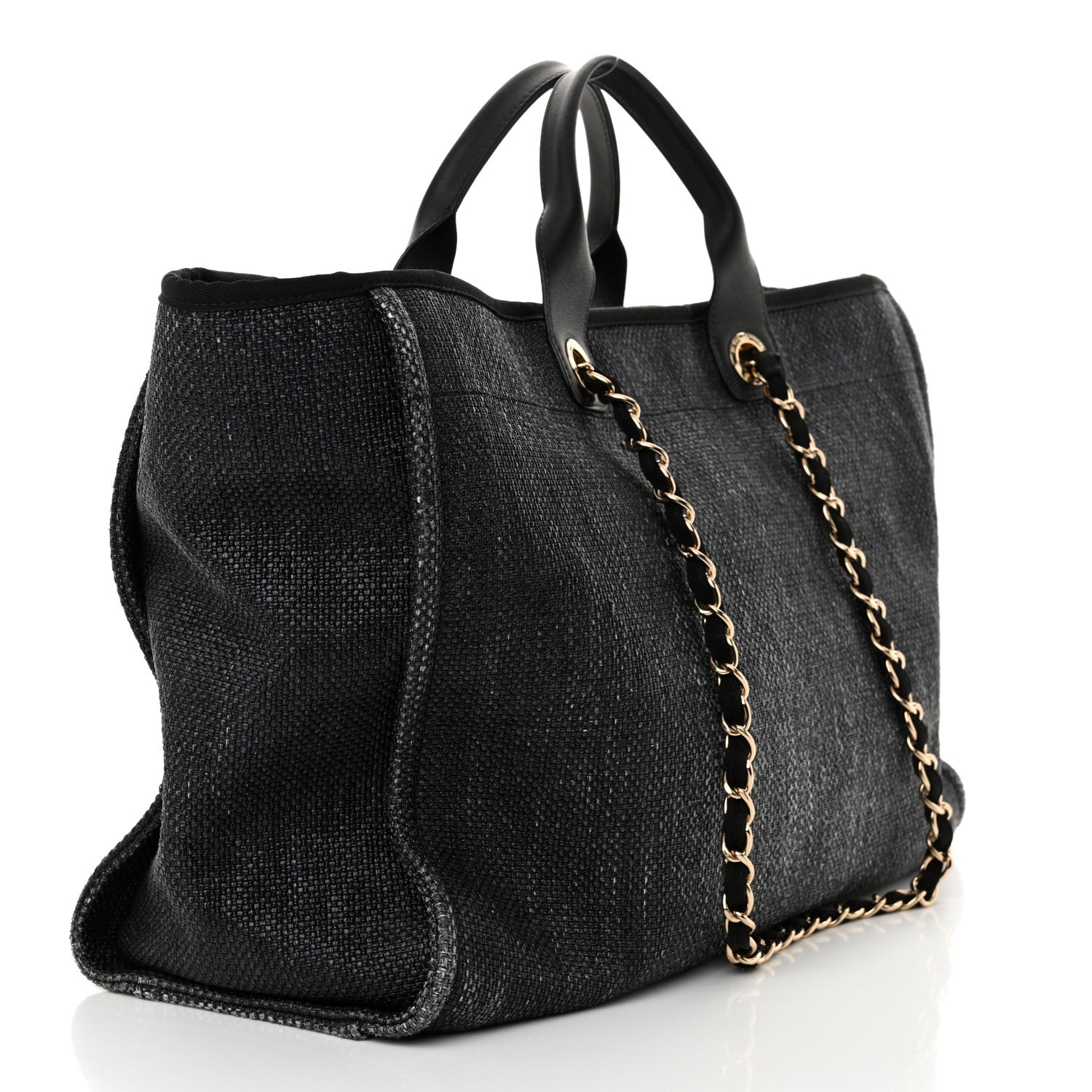 Chanel Woven Straw Raffia Large Deauville Tote Black 3 of 14