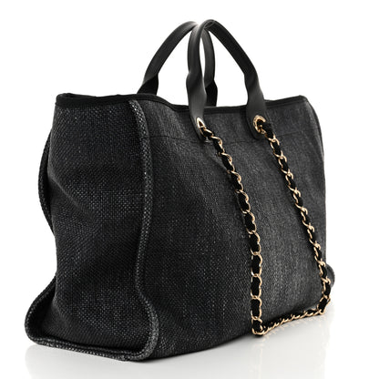 Chanel Woven Straw Raffia Large Deauville Tote Black 3 of 14
