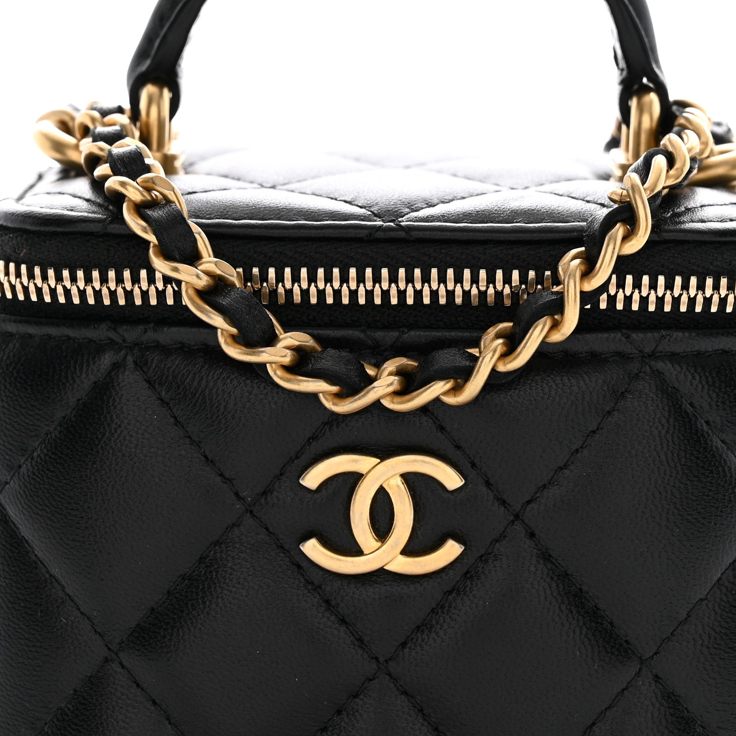 Chanel Lambskin Quilted Top Handle Mini Vanity Case With Chain Black 8 of 10