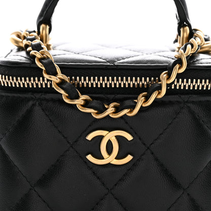 Chanel Lambskin Quilted Top Handle Mini Vanity Case With Chain Black 8 of 10