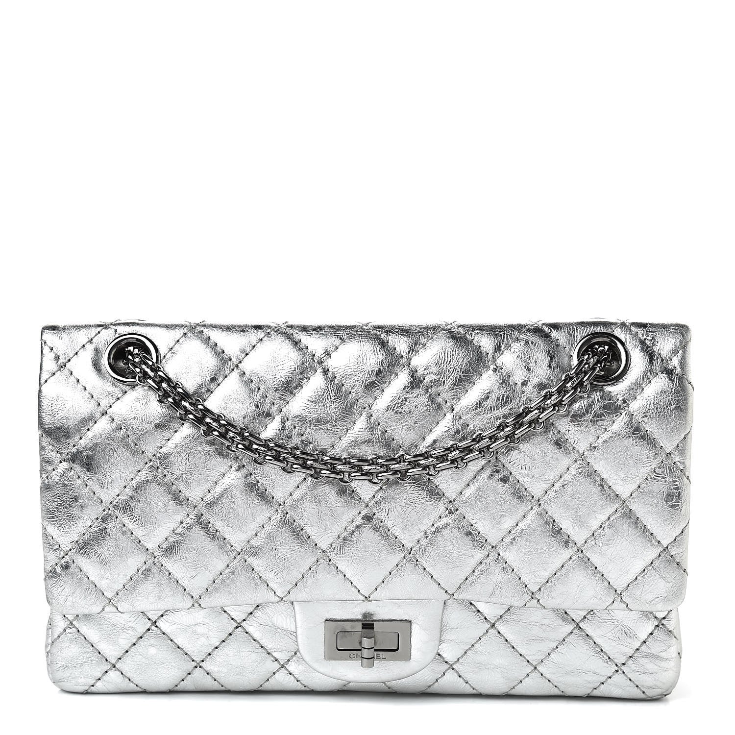 Chanel Metallic Aged Calfskin Quilted 2.55 Reissue 225 Flap Silver 2 of 16