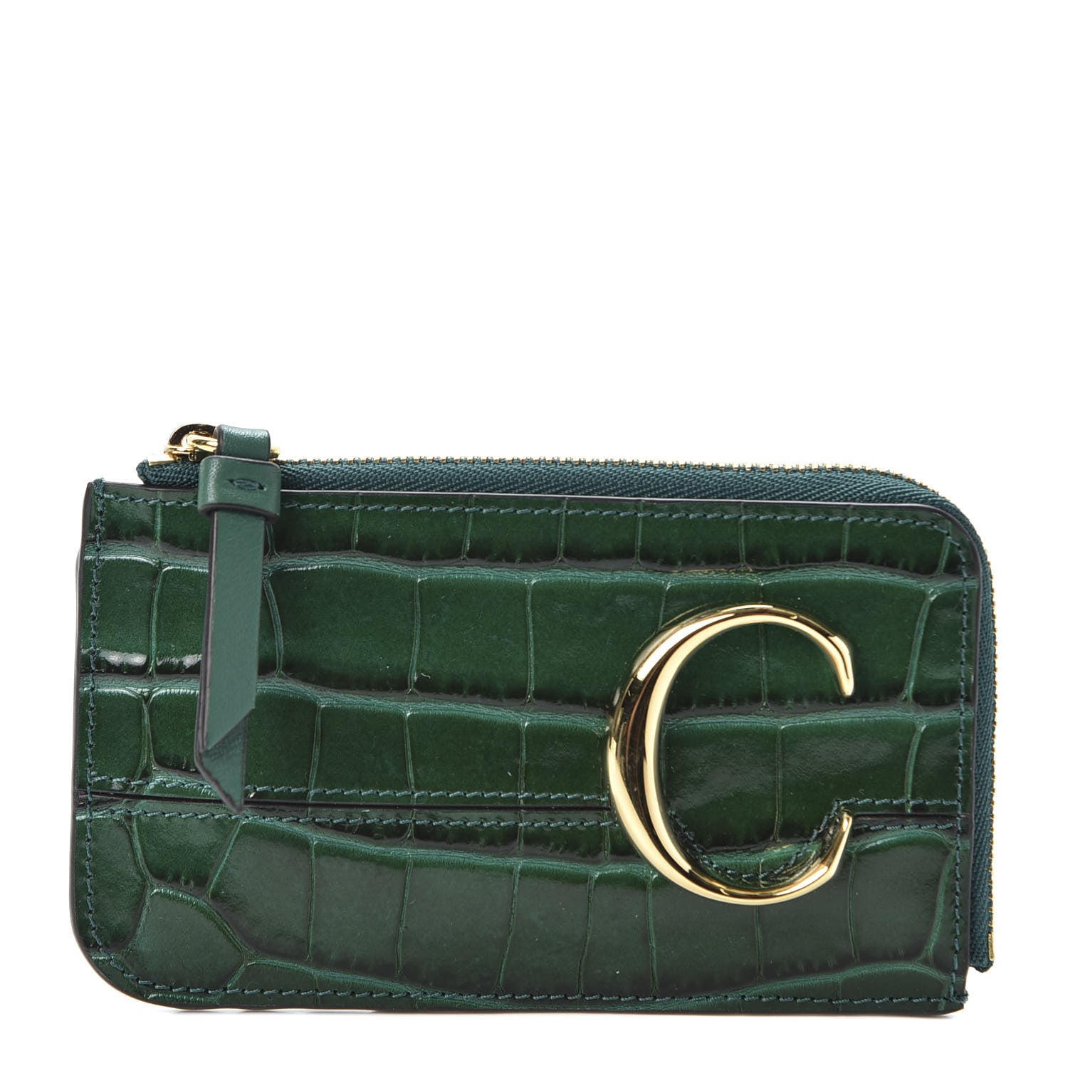 Chloe Crocodile Embossed Calfskin C Small Purse Woodsy Green 1 of 7