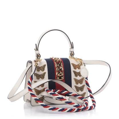 Gucci Calfskin Animal Studs Mini Sylvie Top Handle Bag White 3 of 9