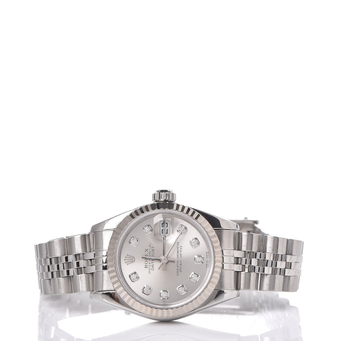 Stainless Steel 18K White Gold Diamond 26mm Oyster Perpetual Datejust Watch Silver 79174