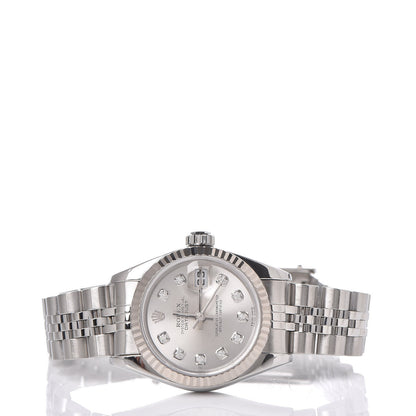 Rolex Stainless Steel 18K White Gold Diamond 26mm Oyster Perpetual Datejust Watch Silver 79174 3 of 6