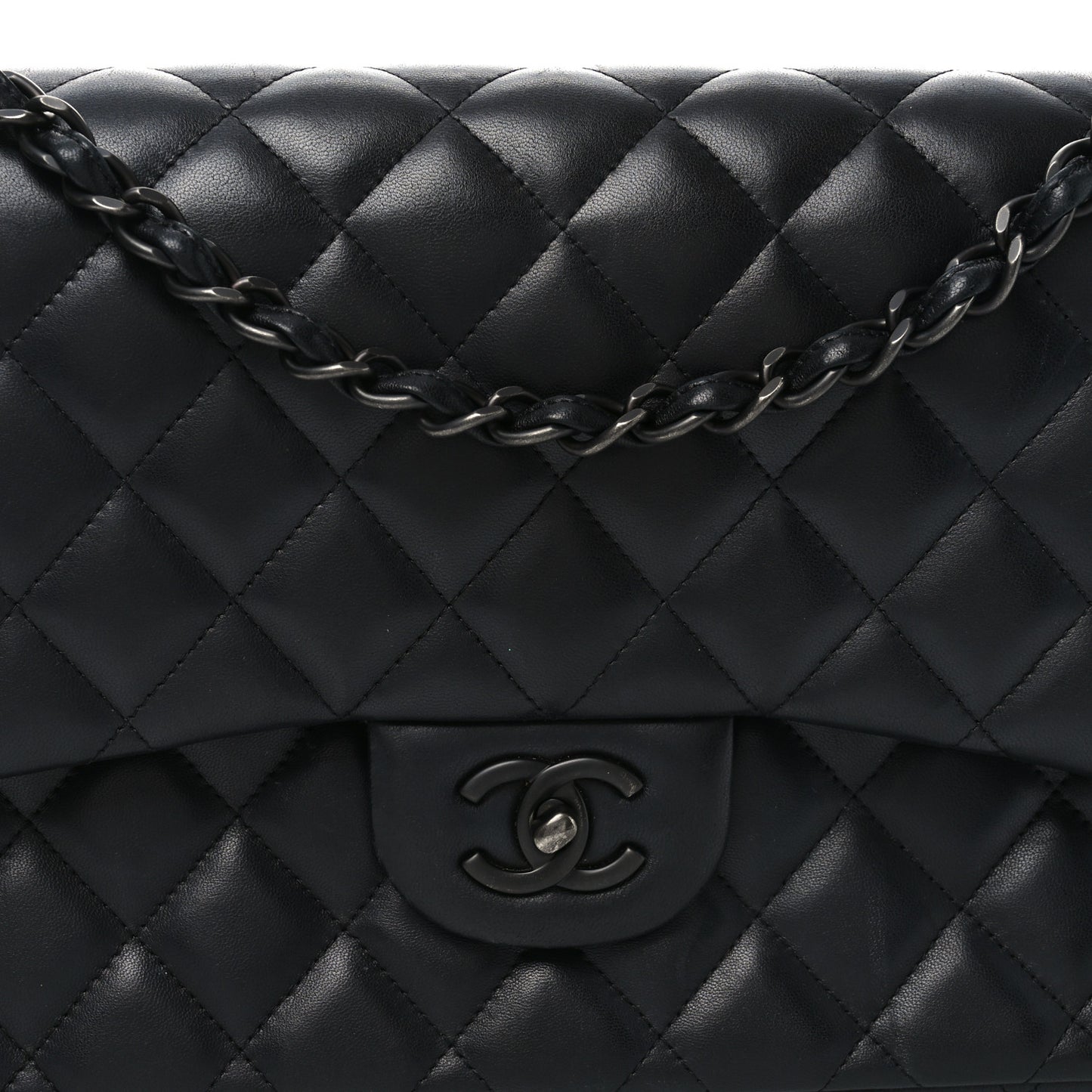 Lambskin Quilted Jumbo Double Flap So Black