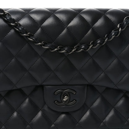 Chanel Lambskin Quilted Jumbo Double Flap So Black 8 of 10
