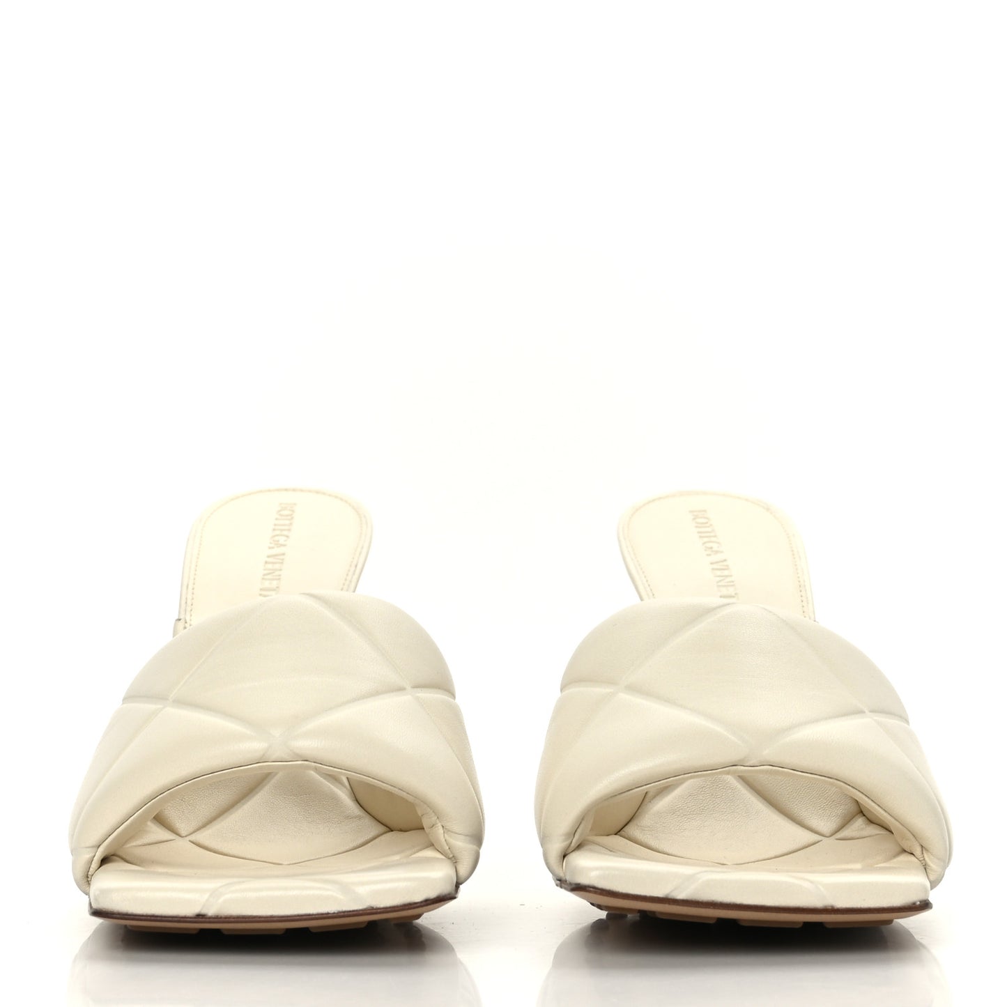 Nappa Quilted Rubber Lido Mule Sandals 39 Sea Salt
