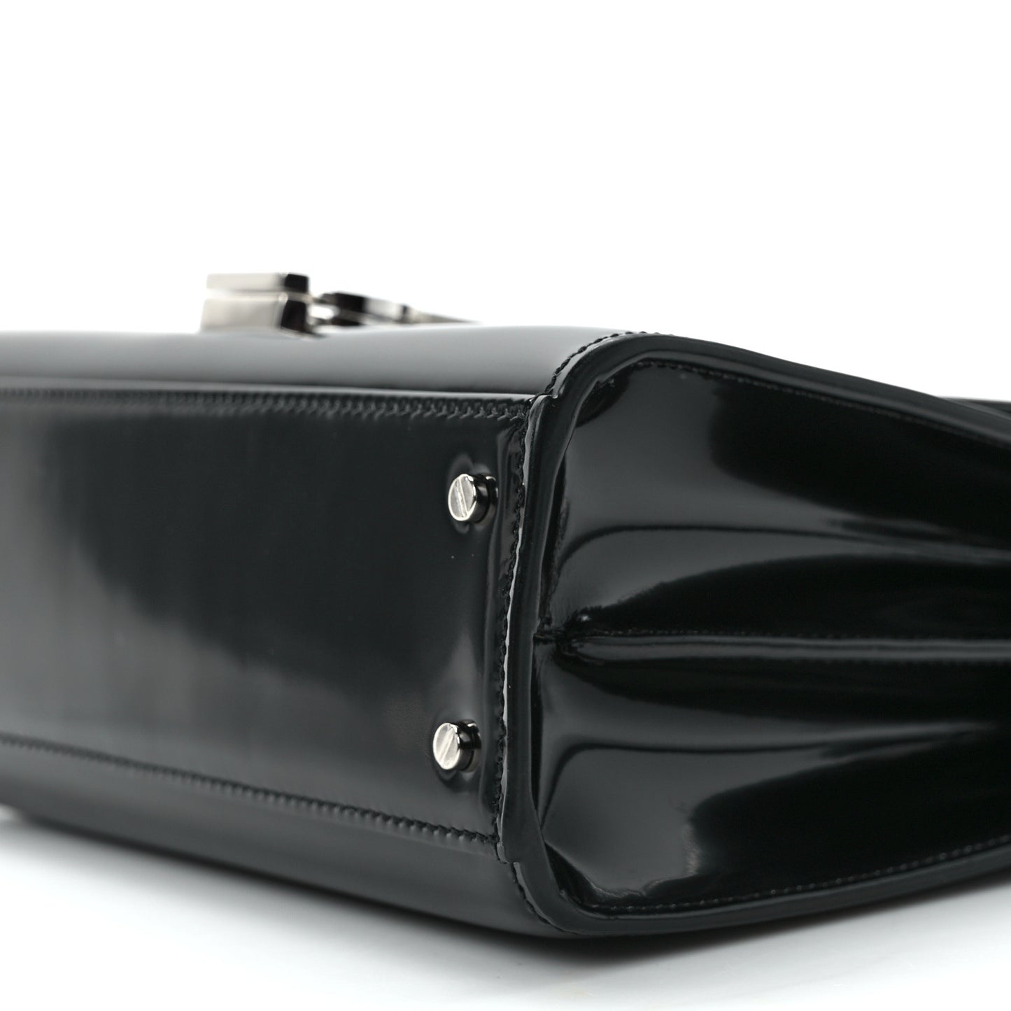 Glazed Calfskin Mini Classic Monogram Cassandra Top Handle Black