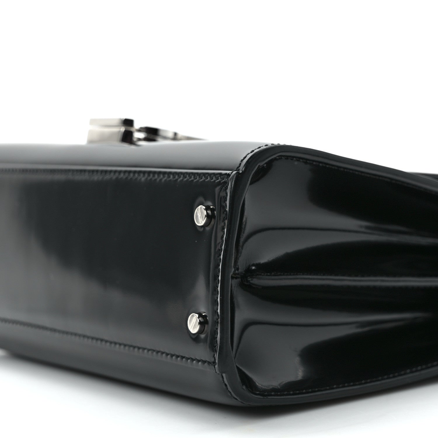 Saint Laurent Glazed Calfskin Mini Classic Monogram Cassandra Top Handle Black 9 of 14