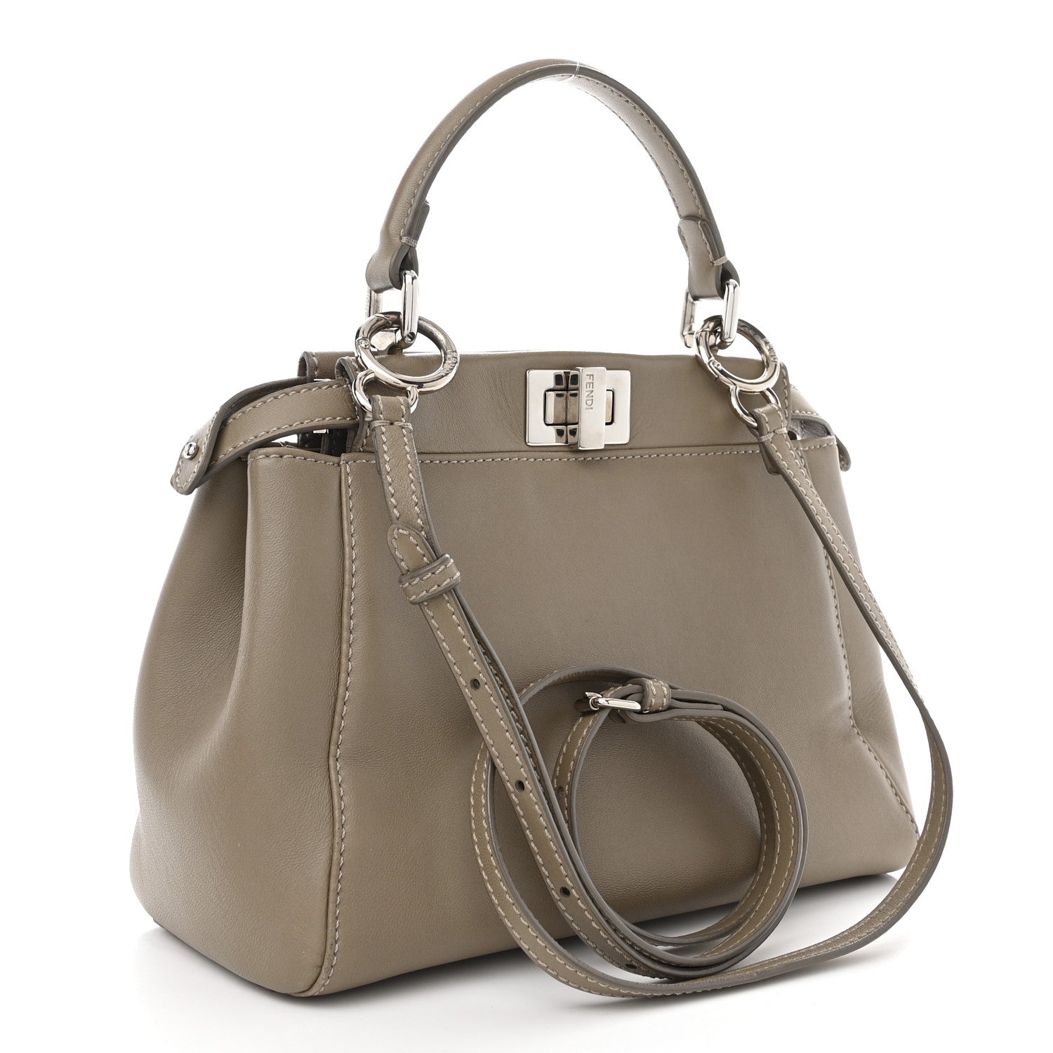 Fendi Nappa Mini Peekaboo Iconic Satchel Tortora 3 of 11