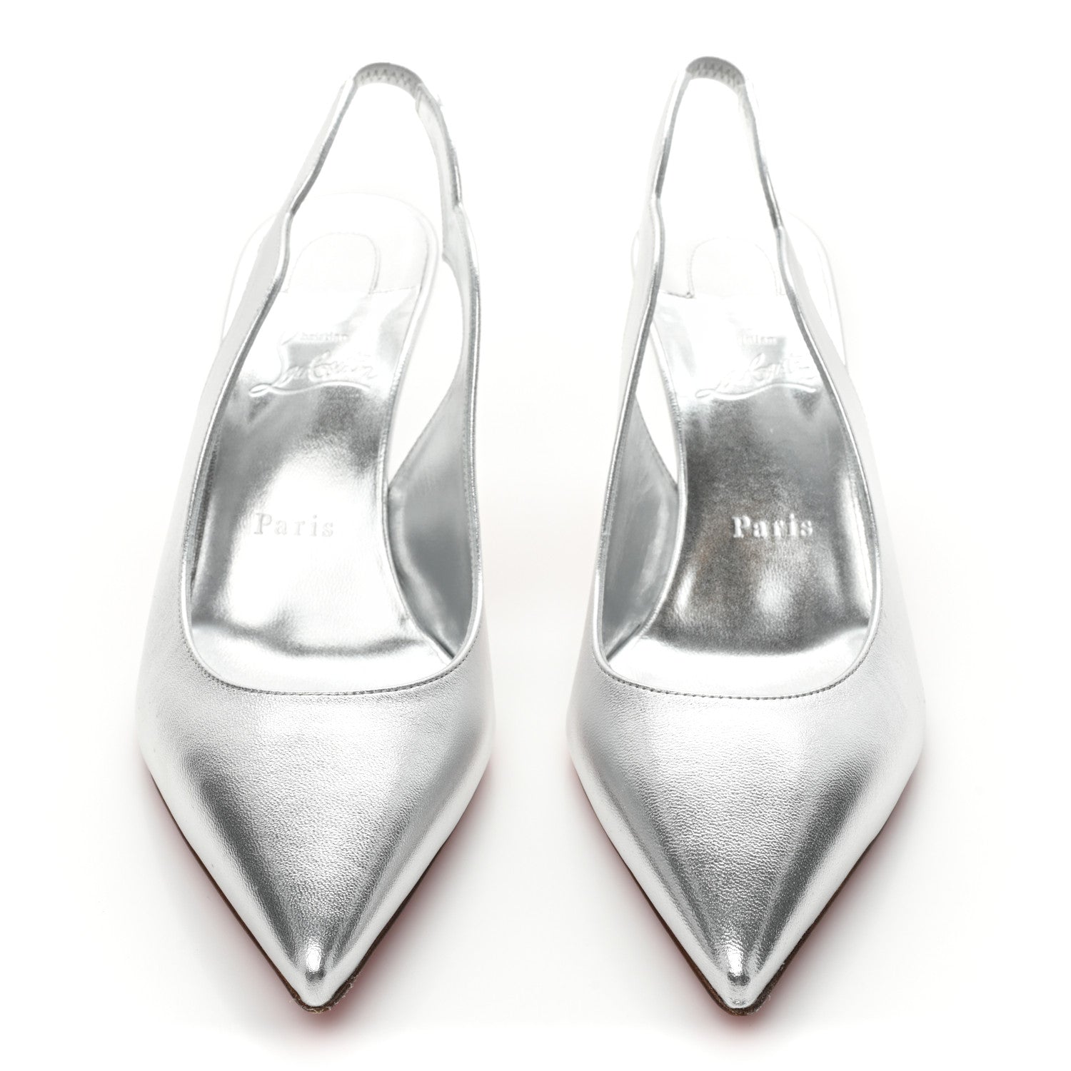 Christian Louboutin Metallic Nappa Hot Chick Slingback 70 Pumps 40 Silver 2 of 8