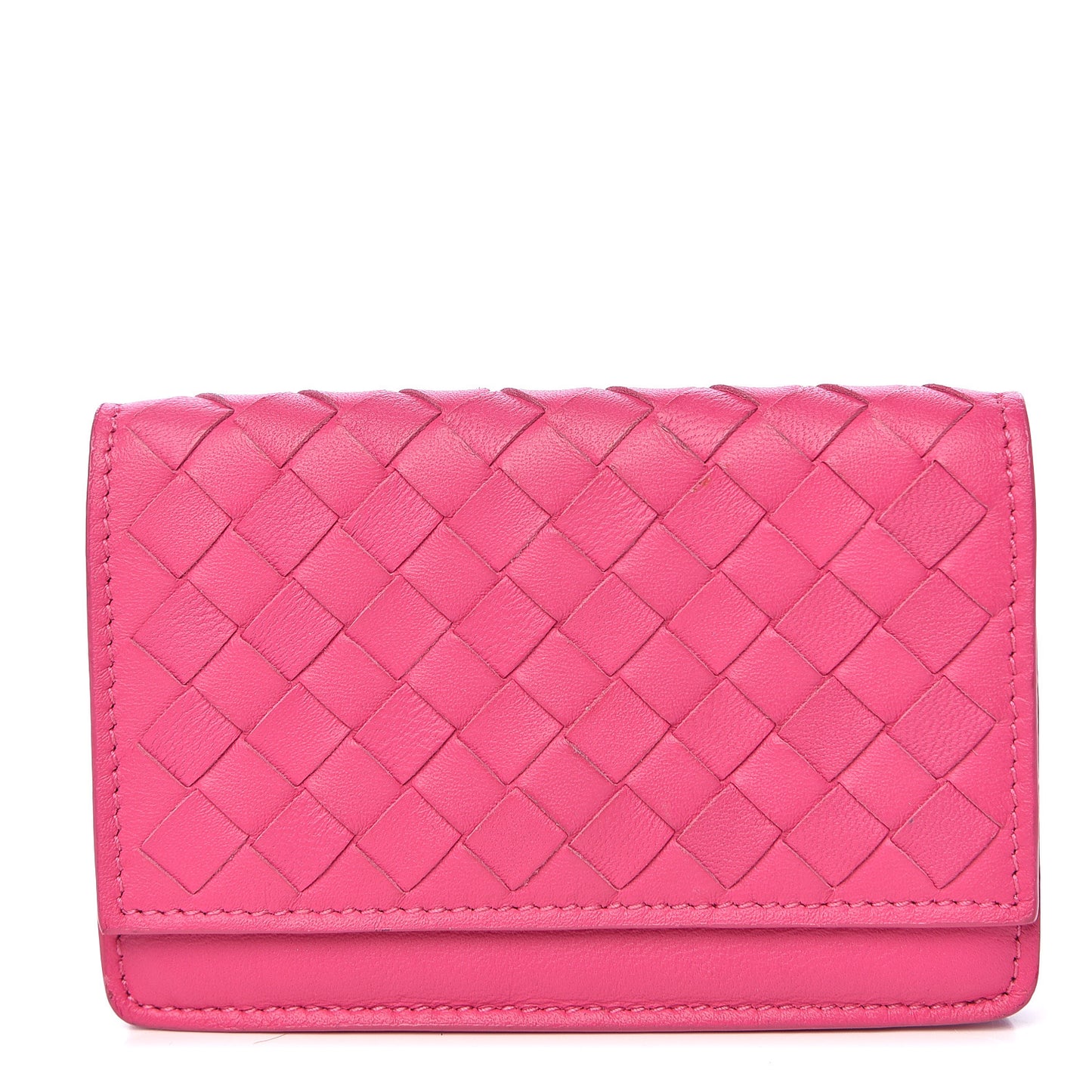 Nappa Intrecciato Card Holder Rosa Shock