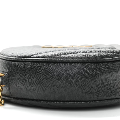 Saint Laurent Grain De Poudre Matelasse Chevron Quilted Round Vinyle Camera Bag Black 9 of 10
